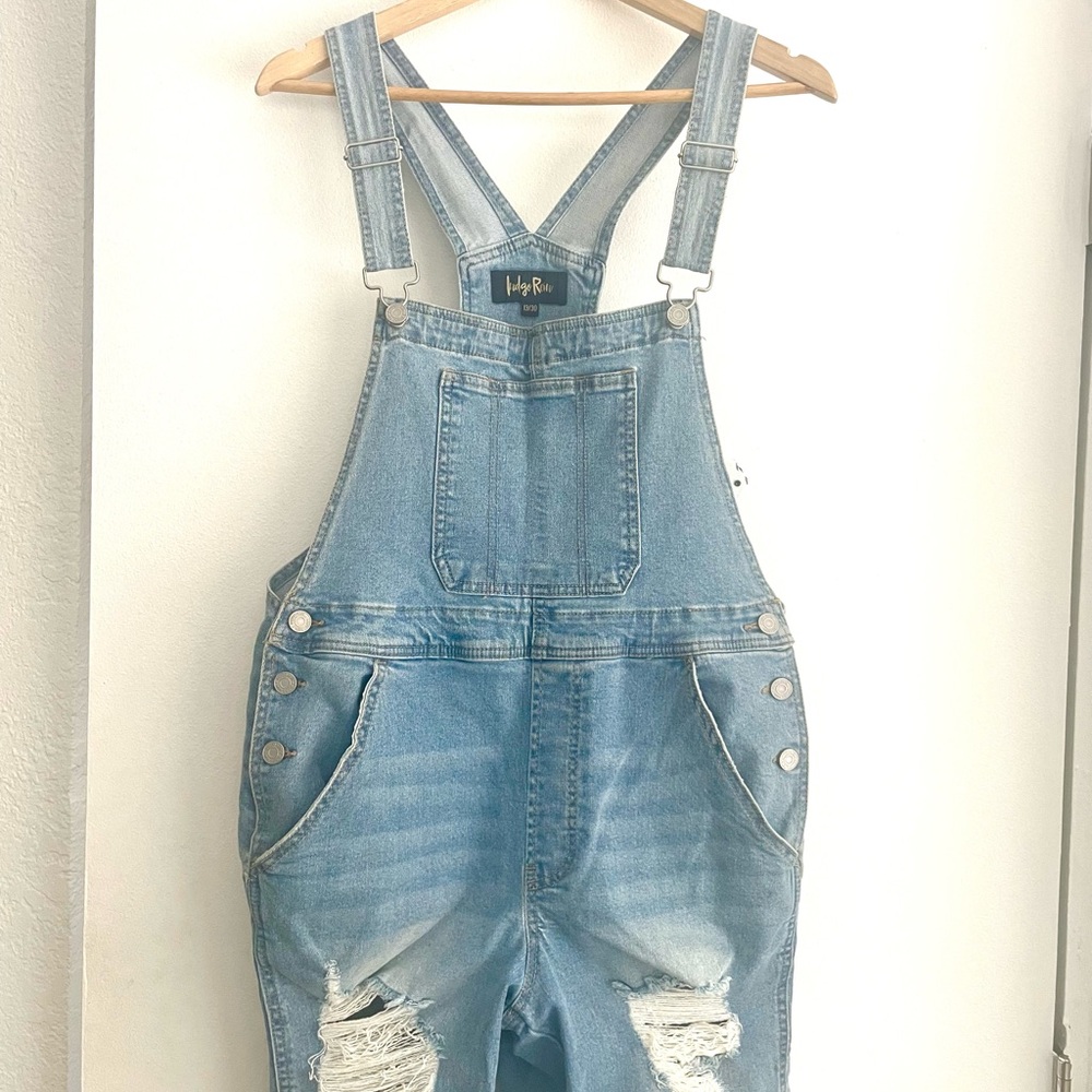 Light Blue Denim Overall shorts